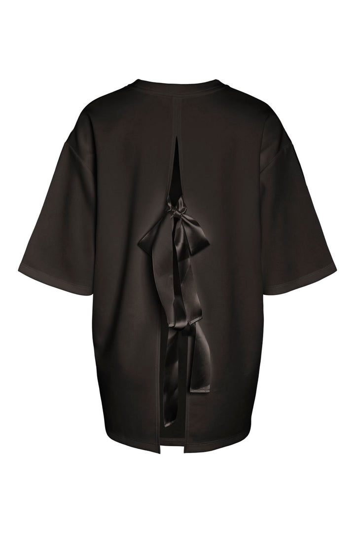 Noisy May - Nmtara S/S Oversize Bow T-Shirt - 5165140 Black Black Satin Bow