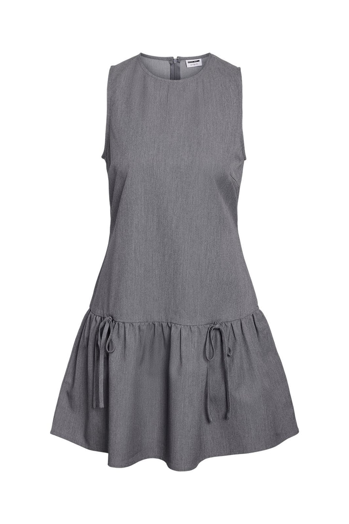 Noisy May - Nmtilla S/L O-Neck Tie Peplum Dress - 4857713 Light Grey Melange