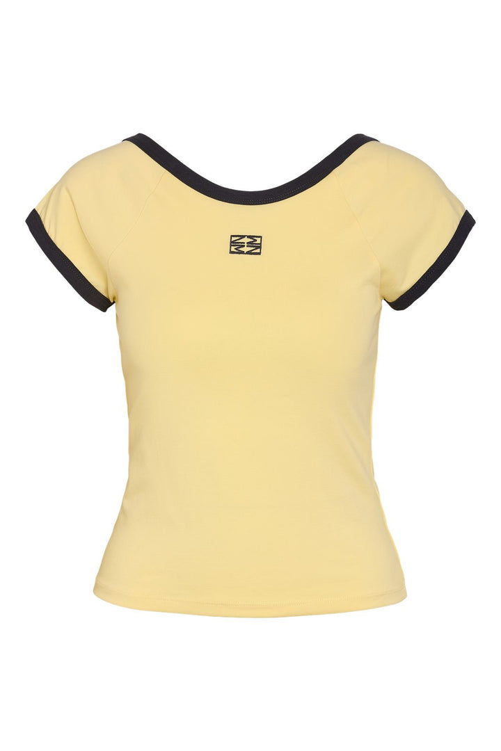 Noisy May - Nmtwin S/S O-Neck Contrast Tee Fwd - 4980978 French Vanilla Obsidian Contrast