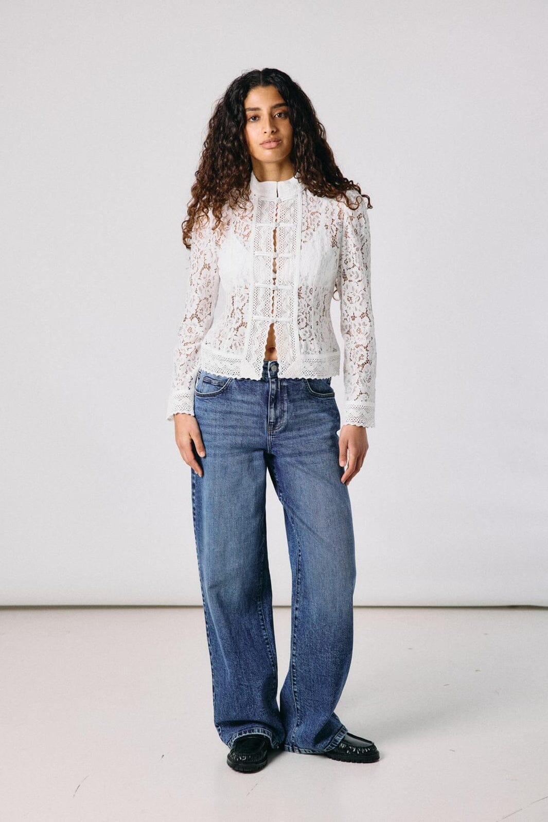 Noisy May - Nmvenna L/S Mandarin Blouse - 5236663 Snow White