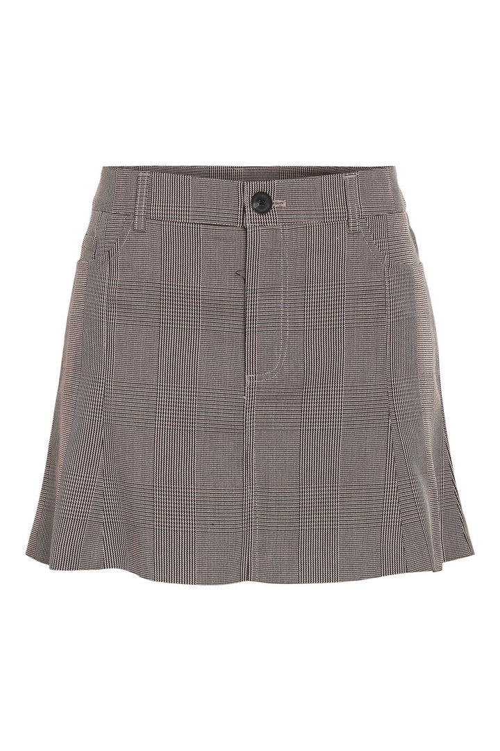 Noisy May - Nmwera Nw Check Skirt Fwd - 4826456 Toasted Coconut Windsor Wine