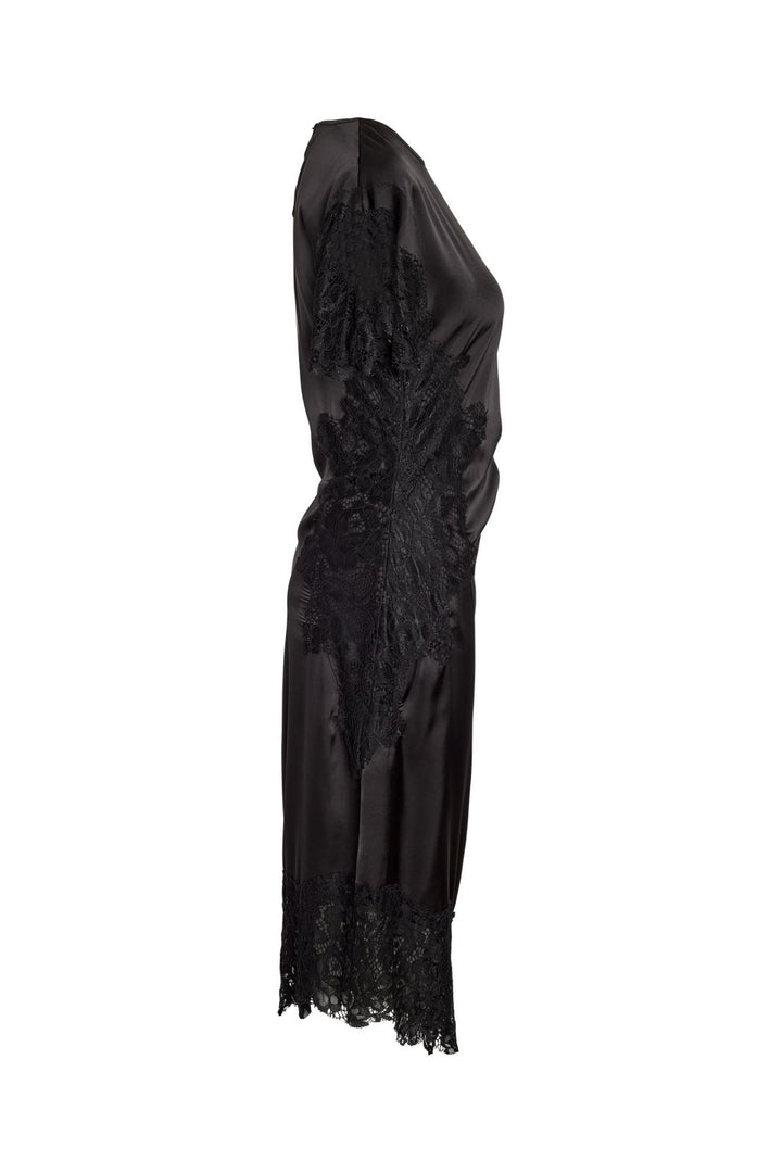 Noisy May - Nmwren S/S Satin Lace Long Dress - 5109587 Black