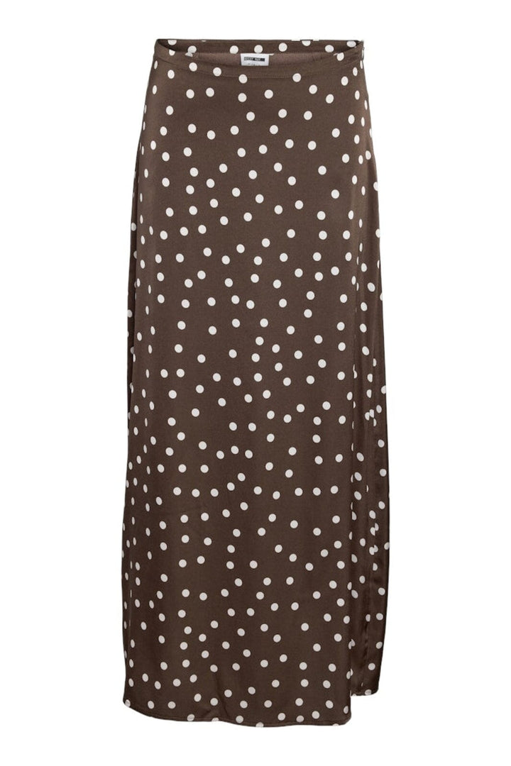 Noisy May x Molly&My - Nmbambi Midi Satin Skirt - 5054595 Chocolate Brown White Polka Nederdele 