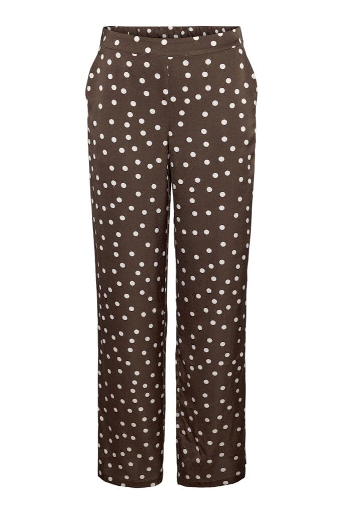 Noisy May X Molly&My - Nmbambi Satin Pant - 5054526 Chocolate Brown White Polka Bukser 