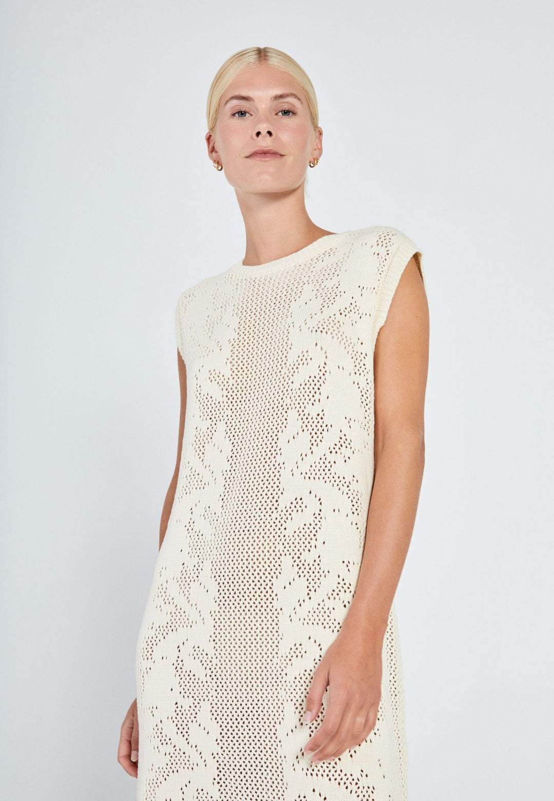 Norr - Stilla Crochet Knit Dress - Off-White Kjoler 