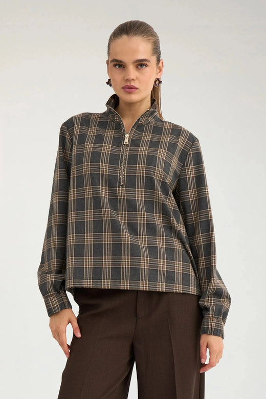 NüMph - Nukamala Zip Shirt 707524052600 - Dark Grey Melange Skjorter 