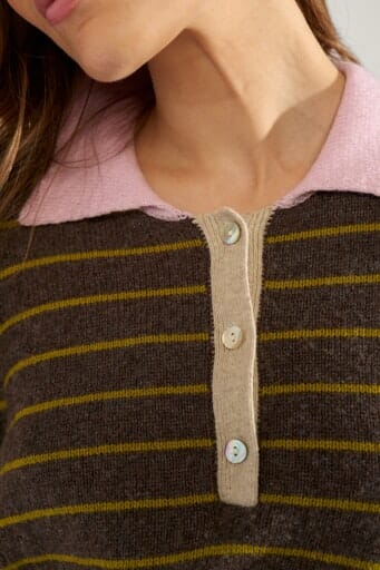 Nümph - Nulucinda Stripe Pullover 707198 - Black Coffee Strikbluser 