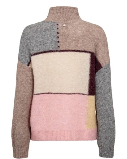 Nümph - Nuriette Patch Pullover 707316 - Deep Taupe Melange Strikbluser 