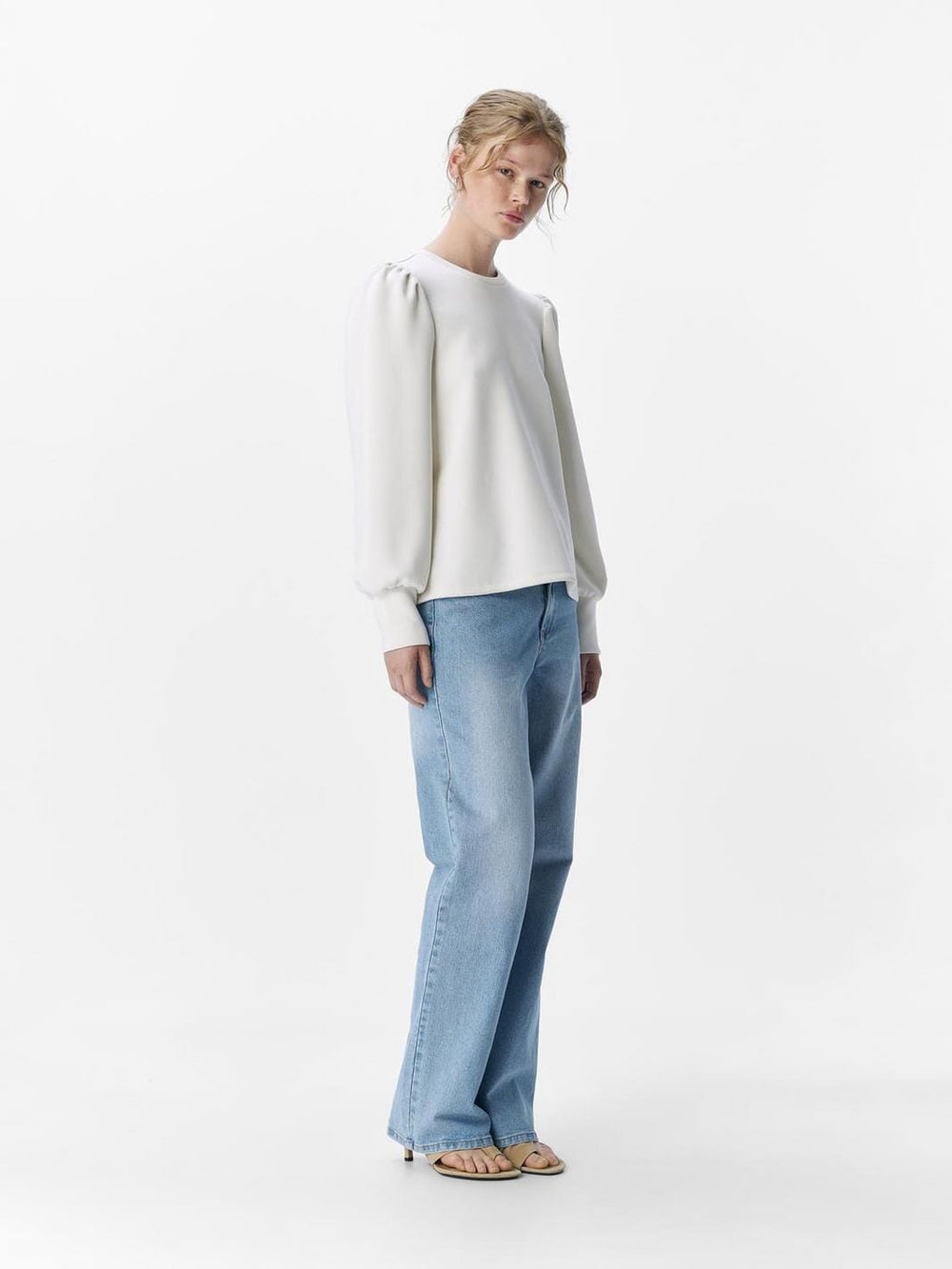 Object - Objandrea Re L/S O-Neck Top - 4807954 White Sand