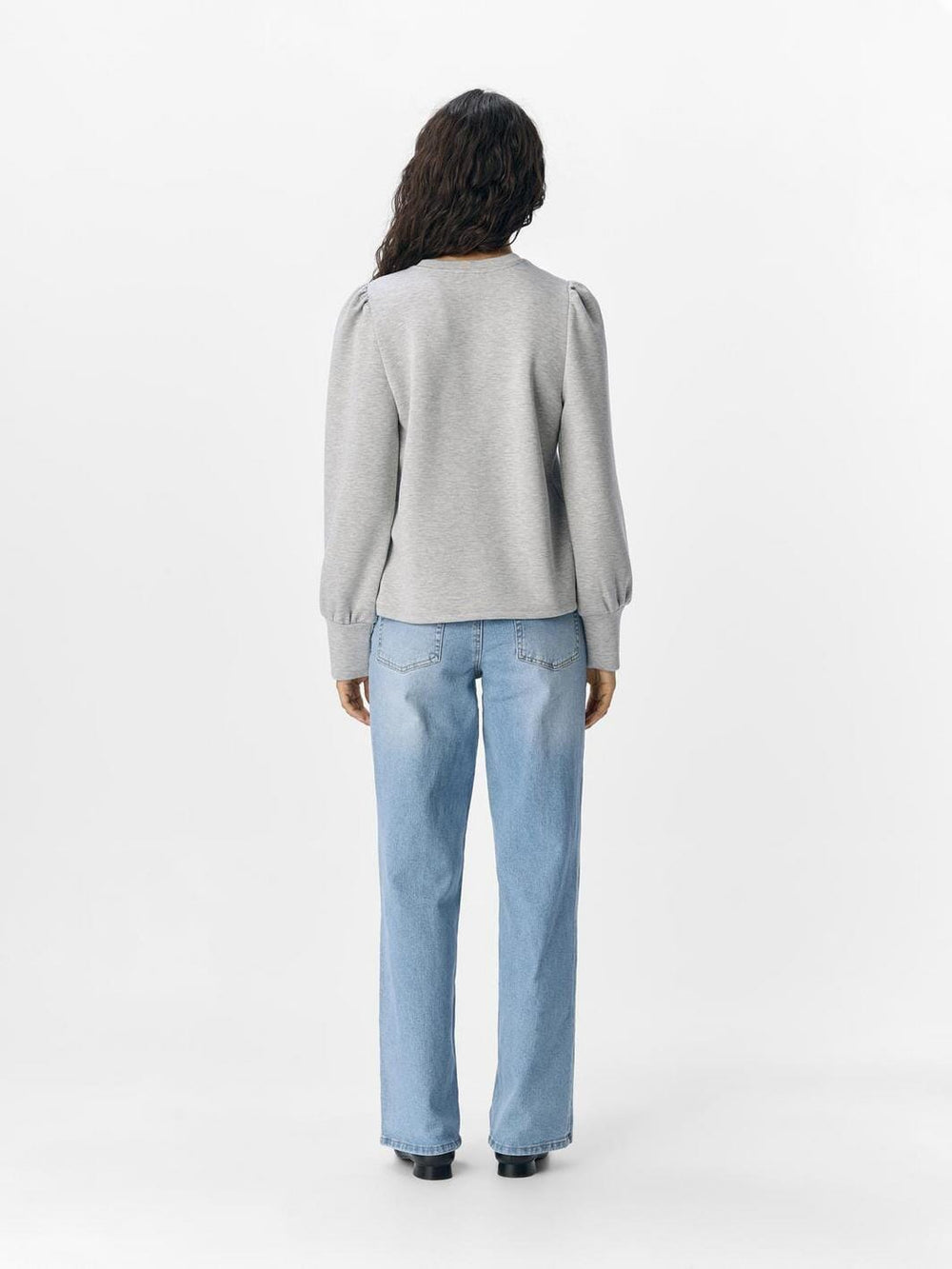 Object - Objandrea Re L/S O-Neck Top - 4853644 Light Grey Melange
