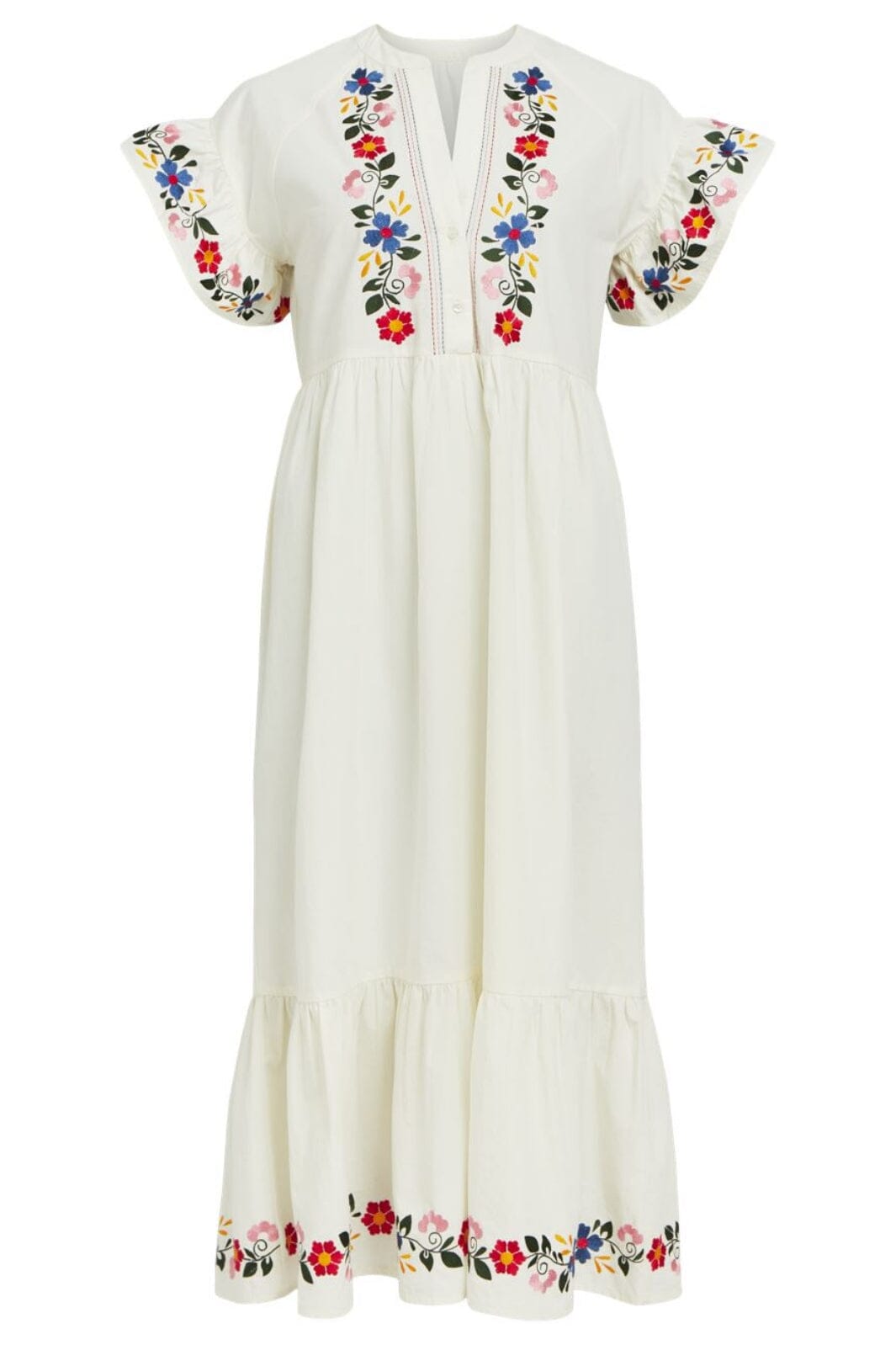 Object - Objcitta Ss Long Lo Dress Hs 24 - 4637021 Tofu Embroidery Kjoler 