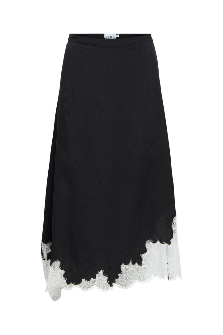 Object - Objdalme Long Lace Skirt Aw Fair 25 - 5065716 Black White Lace