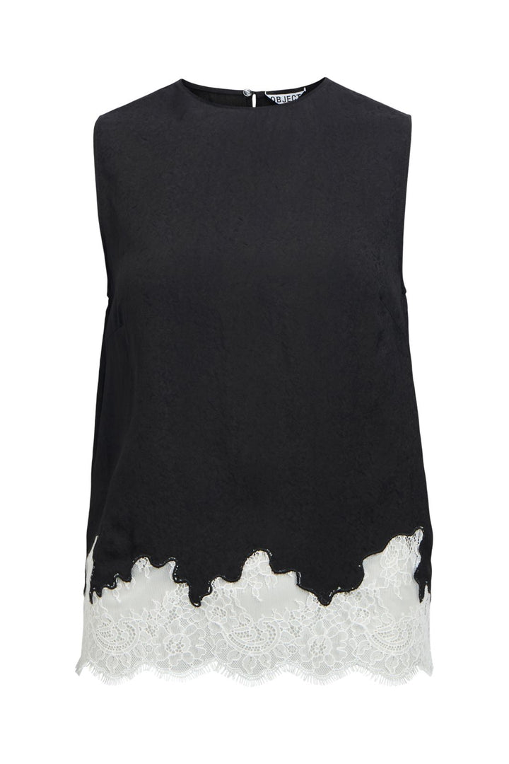 Object - Objdalme Sl Lace Top Aw Fair 25 - 5065712 Black White Lace