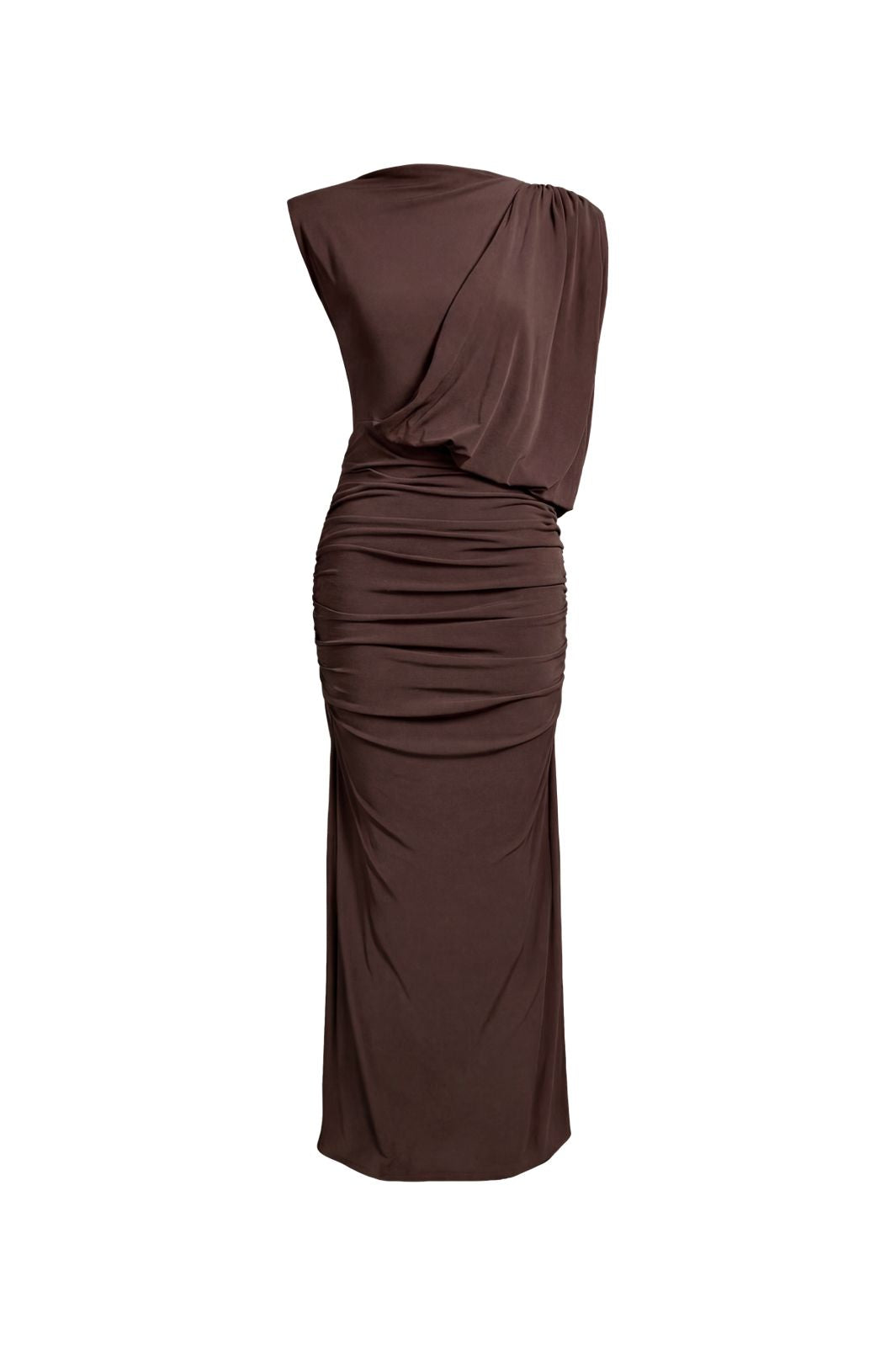 Object - Objdellie Reg. Drapy Maxi Dress Tne 26 - 5177497 Seal Brown