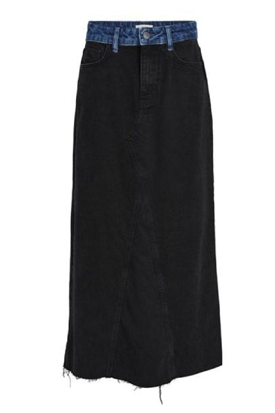 Object - Objharlow Long Denim Skirt - 4565837 Black Denim Medium Blue Denim Nederdele 