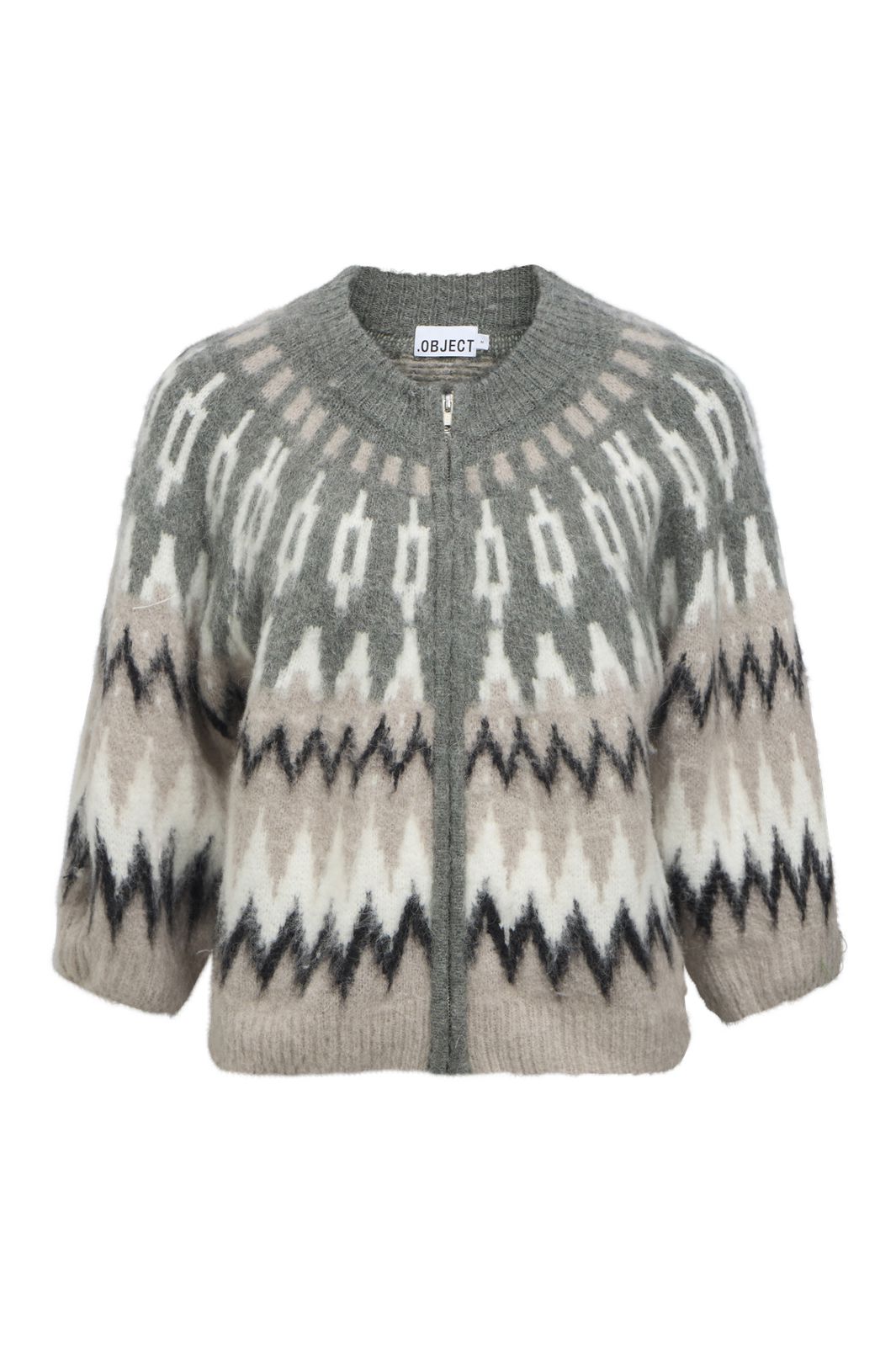 Object - Objjaade Diana S/S Re Knit Cardigan 147 - 5119820 Gunmetal Multi Combination
