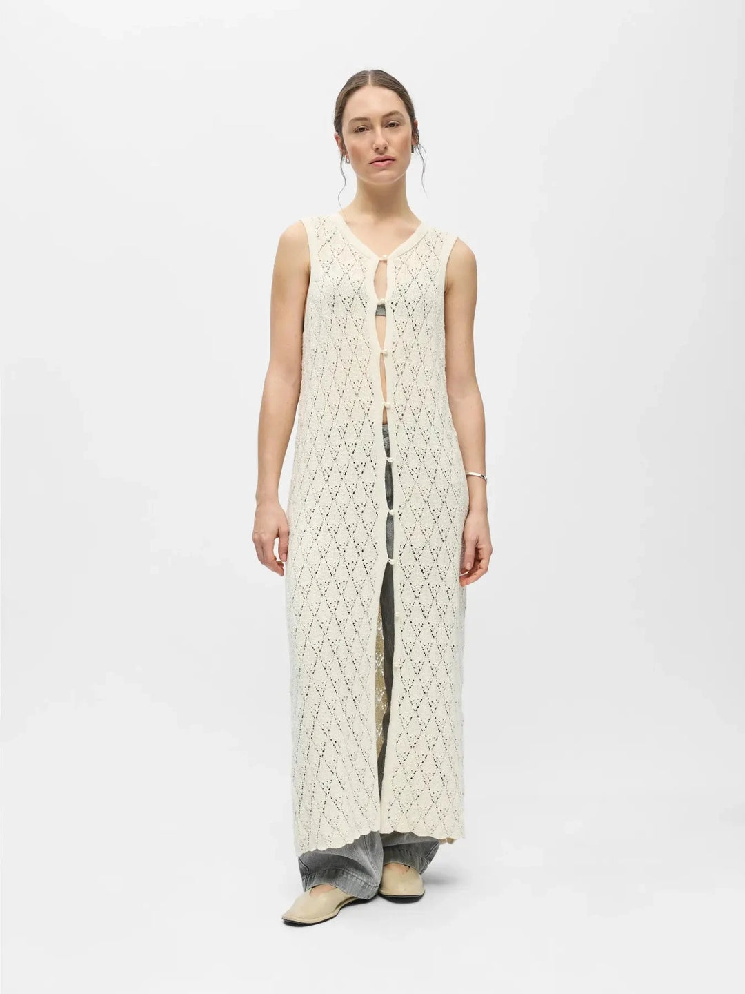 Object - Objkitty S/L Re Knit Dress 144 - 5010340 Birch Kjoler 