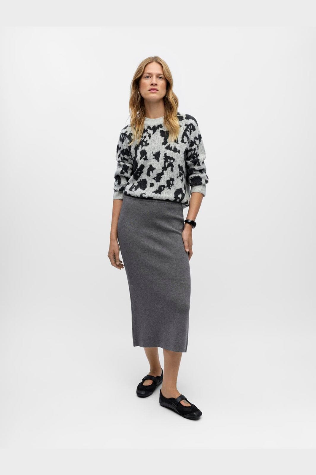 Object - Objreynard Knit Skirt - 4856930 Medium Grey Melange