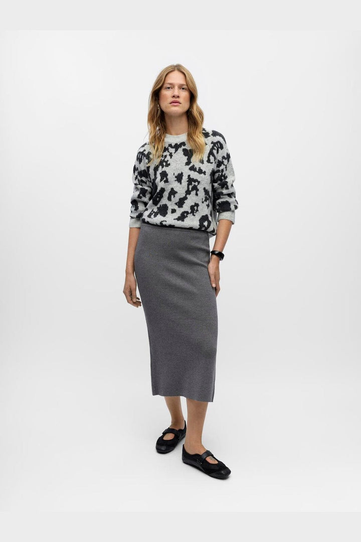 Object - Objreynard Knit Skirt - 4856930 Medium Grey Melange