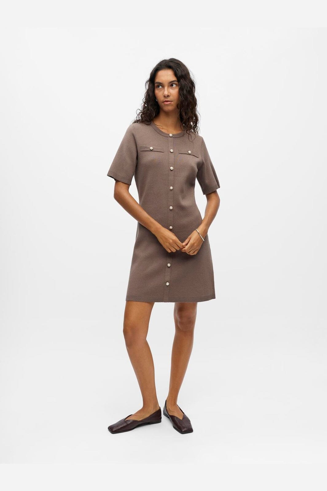 Object - Objreynard S/S Knit Re Dress - 4979976 Morel Mop