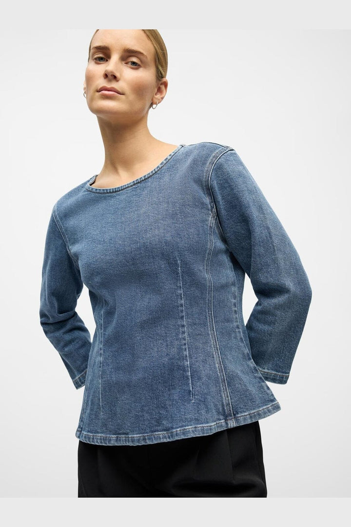 Object - Objrosie 2/4 Re Sculpture Top Aw Fair 25 - 5000973 Medium Blue Denim