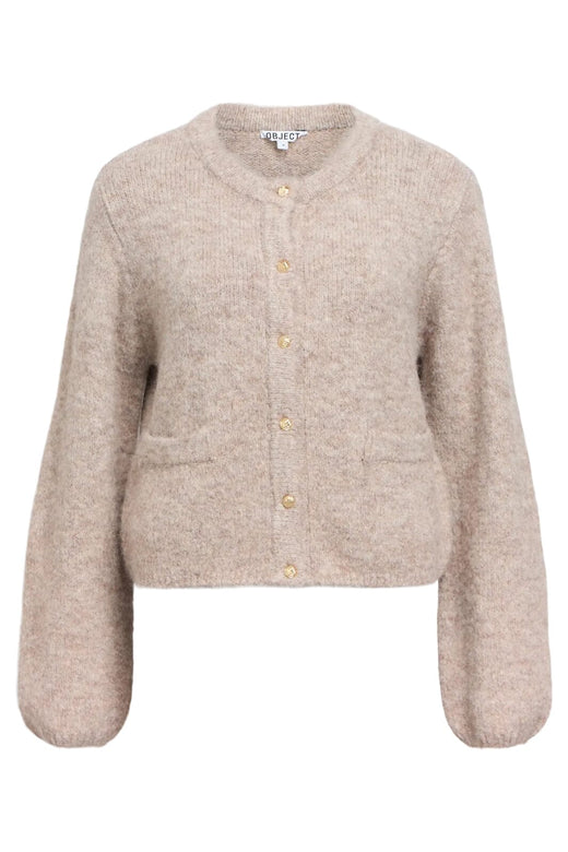 Object - Objsaggia Re L/S Knit Cardigan - 4854325 Humus Melange Cardigans 