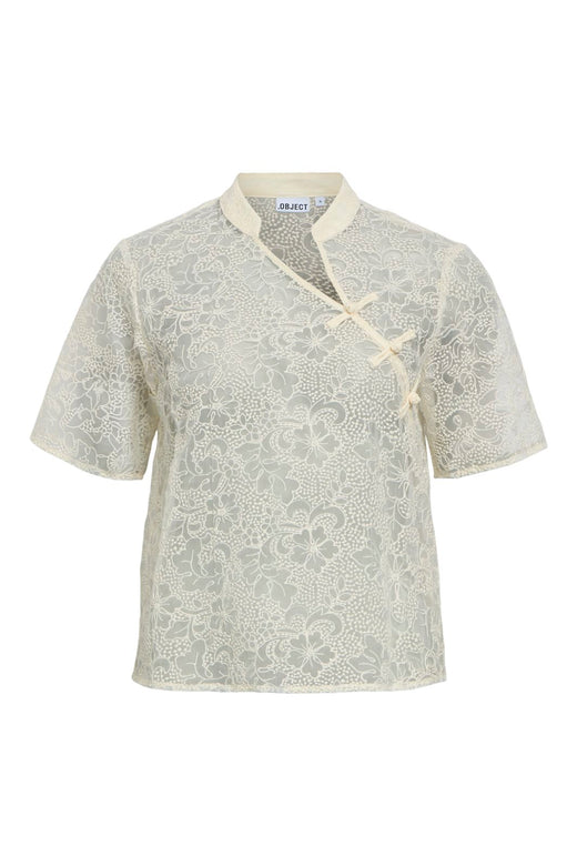 Object - Objsulin S/S Reg. Lace Top Aw 26 - 5221475 Cloud Dancer