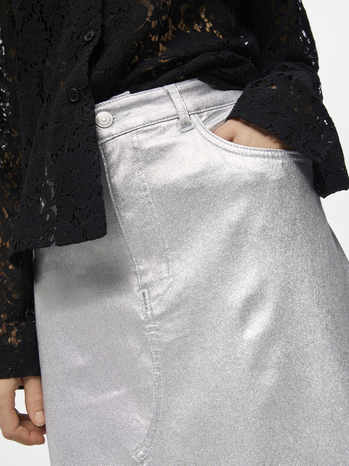 Object - Objsunny Harlow Long Skirt - 4586804 Silver Colour Nederdele 