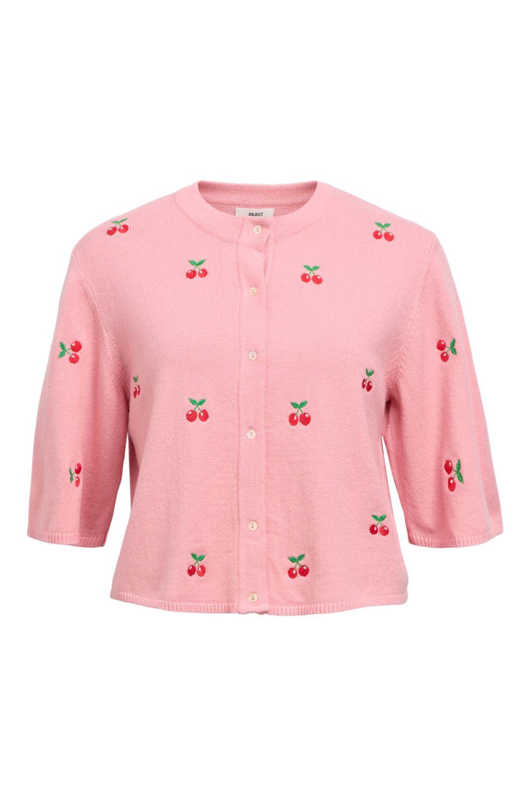 Object - Objthess 3/4 Sleeve Cardigan - 4782513 Rose Elegance Cherry Embroidery