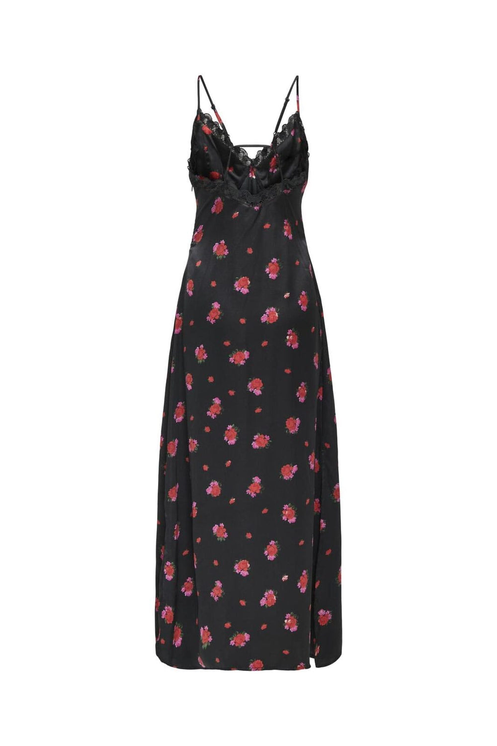 Only - Onl30 Lorelai S/L Long Dress - 4937031 Black Red Flowers