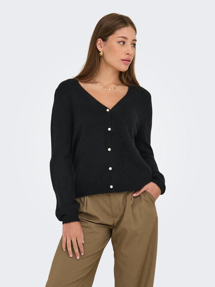 Only - Onladele Ls Lace Mix Revers Cardi Cc Knt - 4852367 Black Black Lace Cardigans 