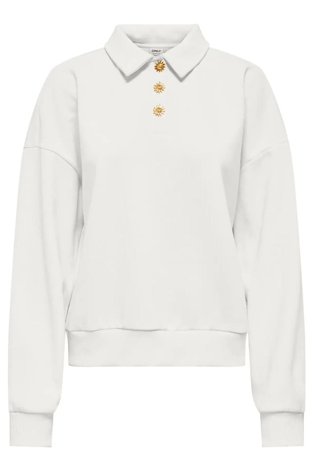Only - Onlagnes L/S Polo Pr Swt - 5059830 Cloud Dancer Light Gold Buttons Sweatshirts 