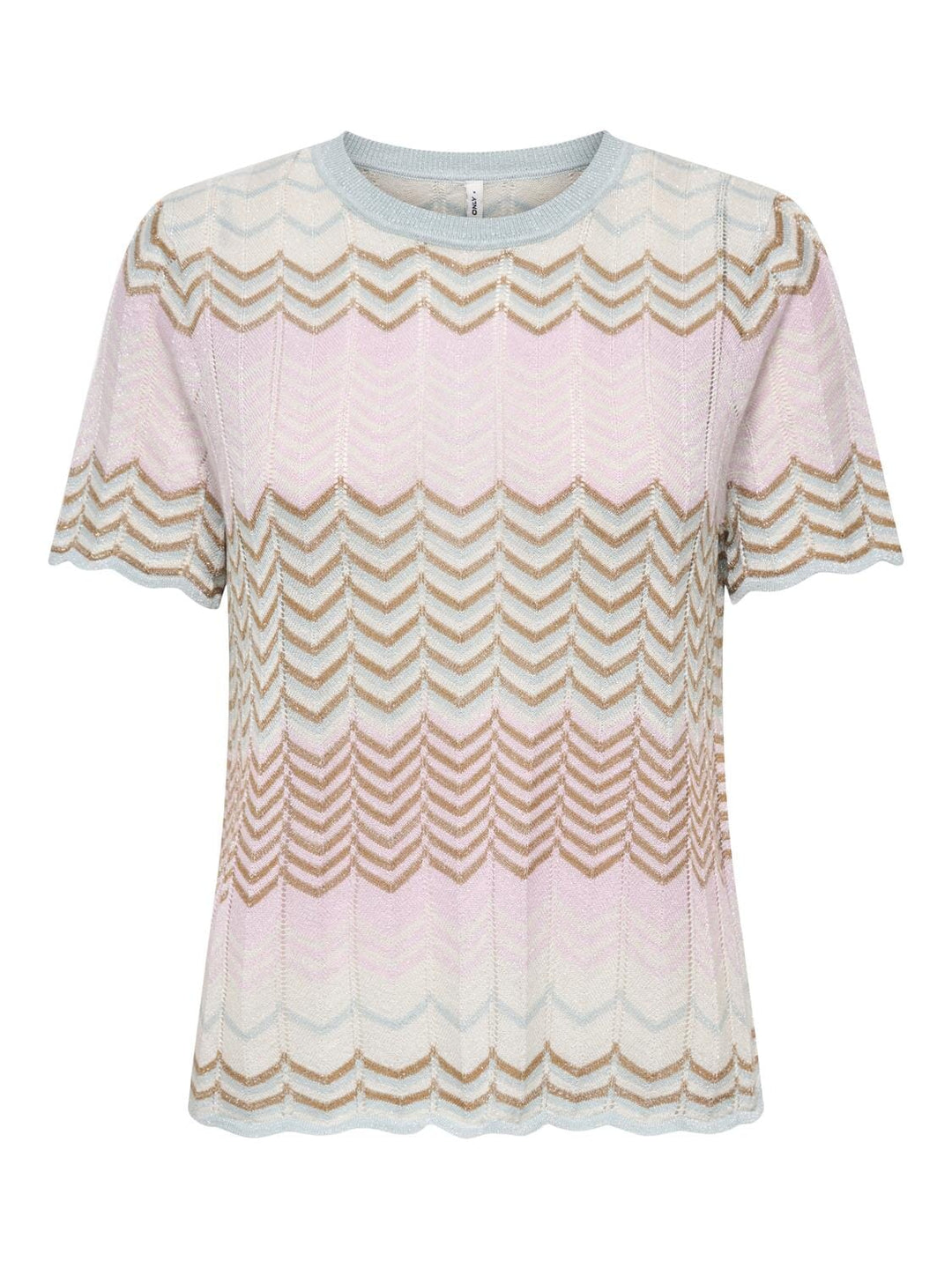 Only - Onlalvira Life Ss Glitter O-Neck Knt - 4794681 Cloud Blue Roseate/Cloud/Bistre/Silver Glitter Toppe 