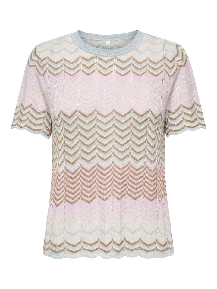 Only - Onlalvira Life Ss Glitter O-Neck Knt - 4794681 Cloud Blue Roseate/Cloud/Bistre/Silver Glitter Toppe 