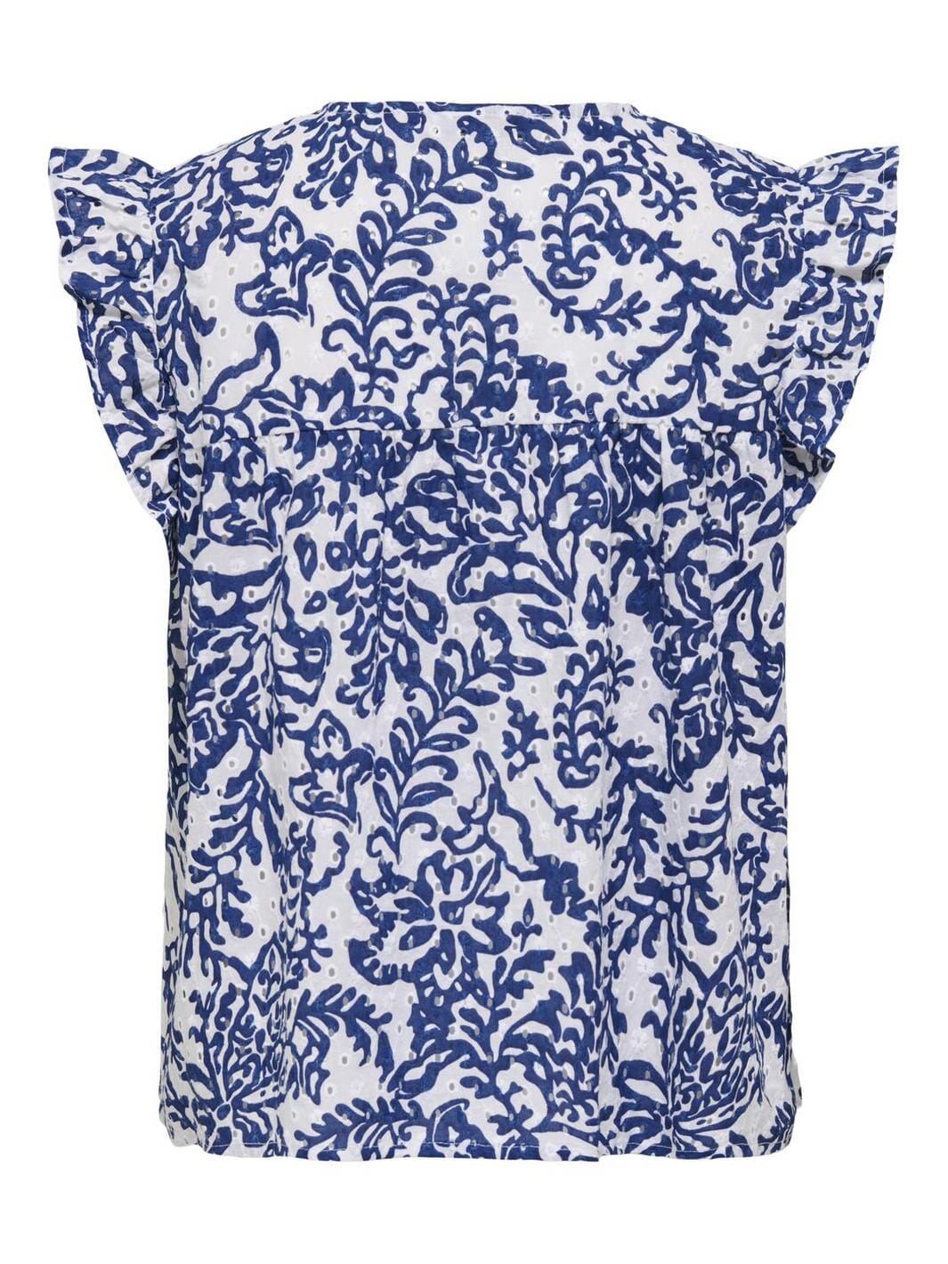 Only - Onlamanda Chanee Cap Emb Top - 4814620 Cloud Dancer W Estate Blue