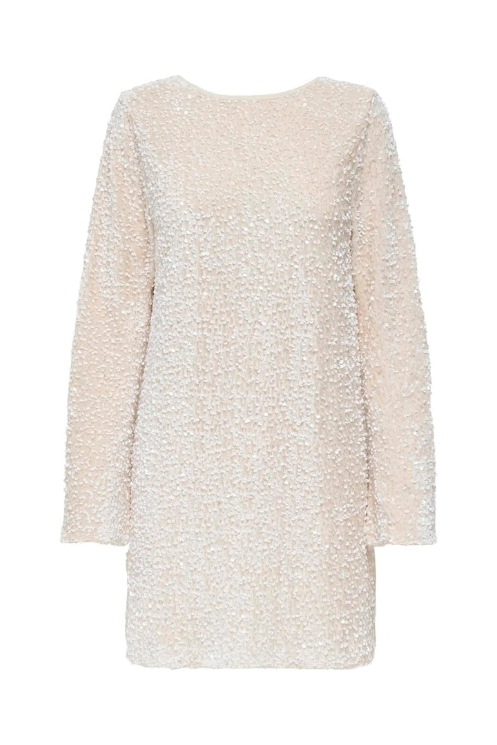 Only - Onlanika Sequins Ls Bow Dress - 4732633 Whitecap Gray Black Bow