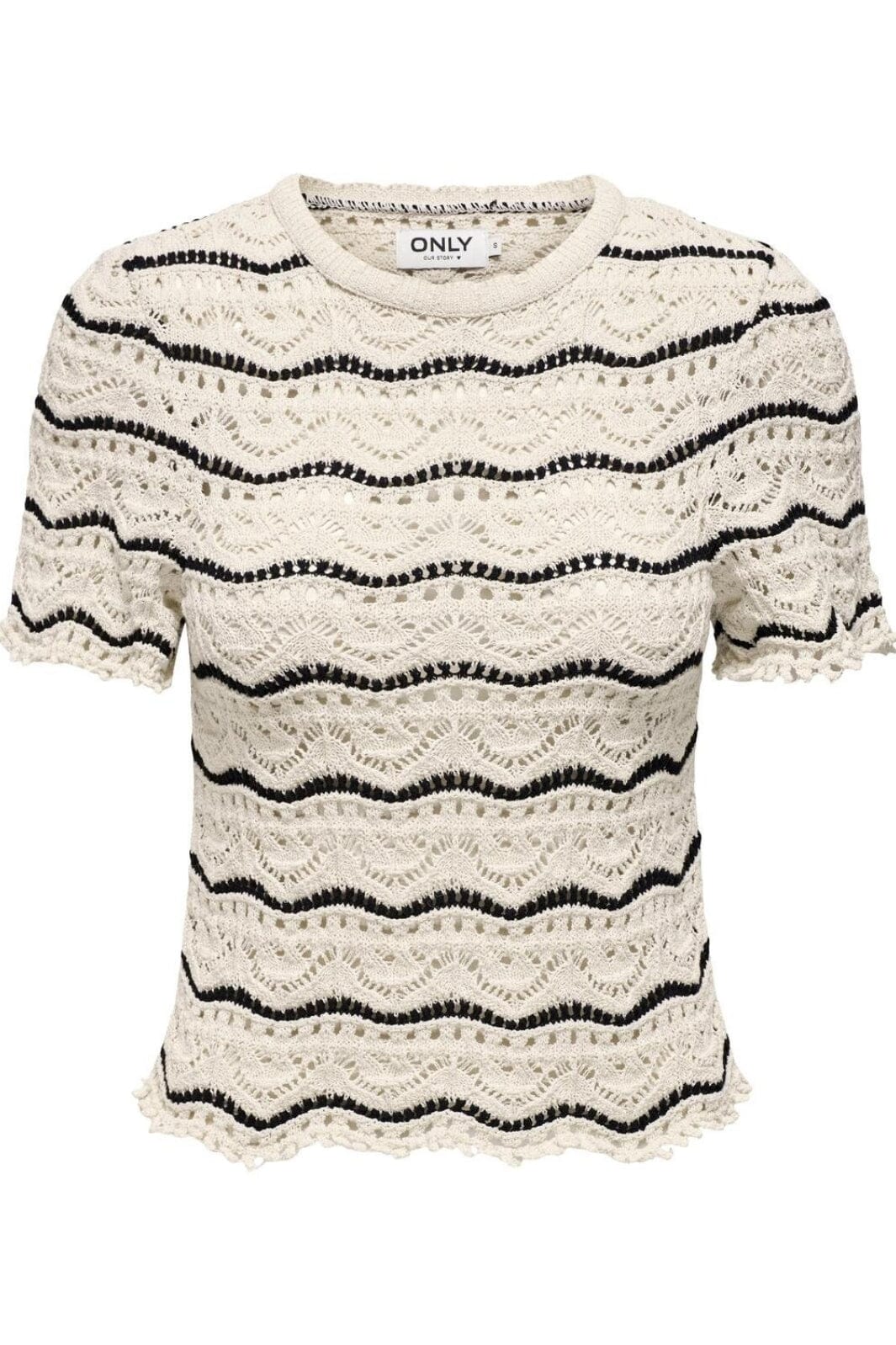 Only - Onlannasofia Life Ss Stripe O-Neck Knt 15318123 - 4453942 - Birch Black