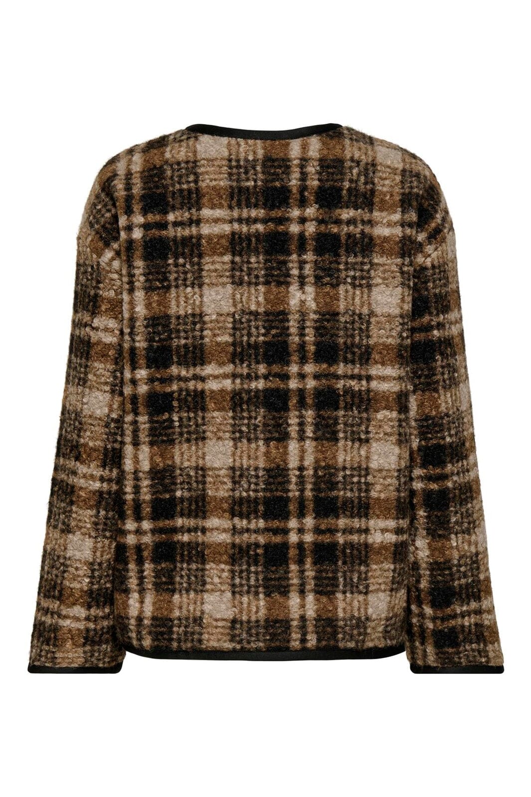 Only - Onlanni Boucle Jacket Cc - 5008376 Toasted Coconut Black / White Checks