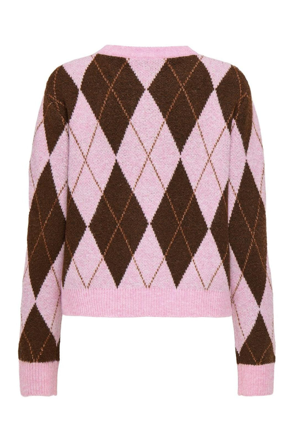 Only - Onlannika Life Ls O-Neck Cardi Knt - 5011508 Sea Pink Zinfandel/Gingerbread/Melange