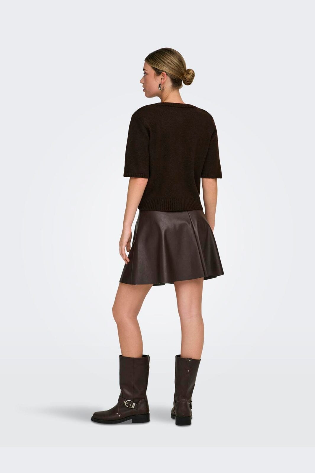 Only - Onlarzi 2/4 Jaq O-Neck Cardigan Knt - 5103942 Coffee Bean Harlequin/Birch/Walnut/Dtm Button