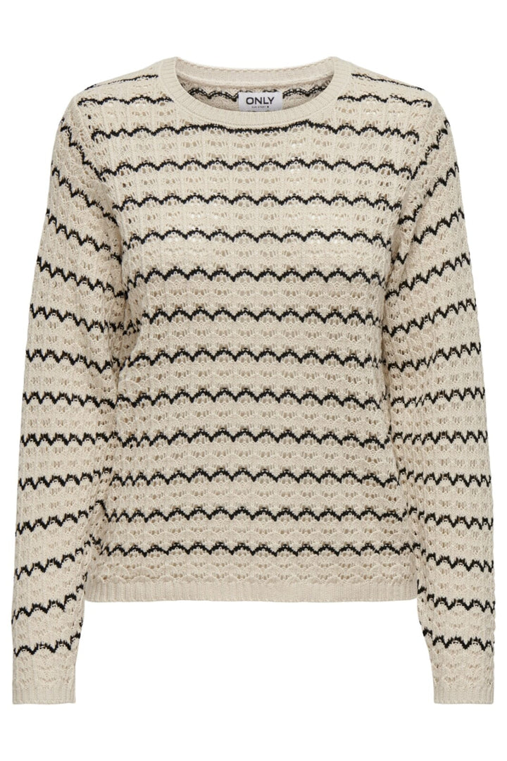 Only - Onlasa Ls Structure O-Neck Knt - 4509145 Birch Black