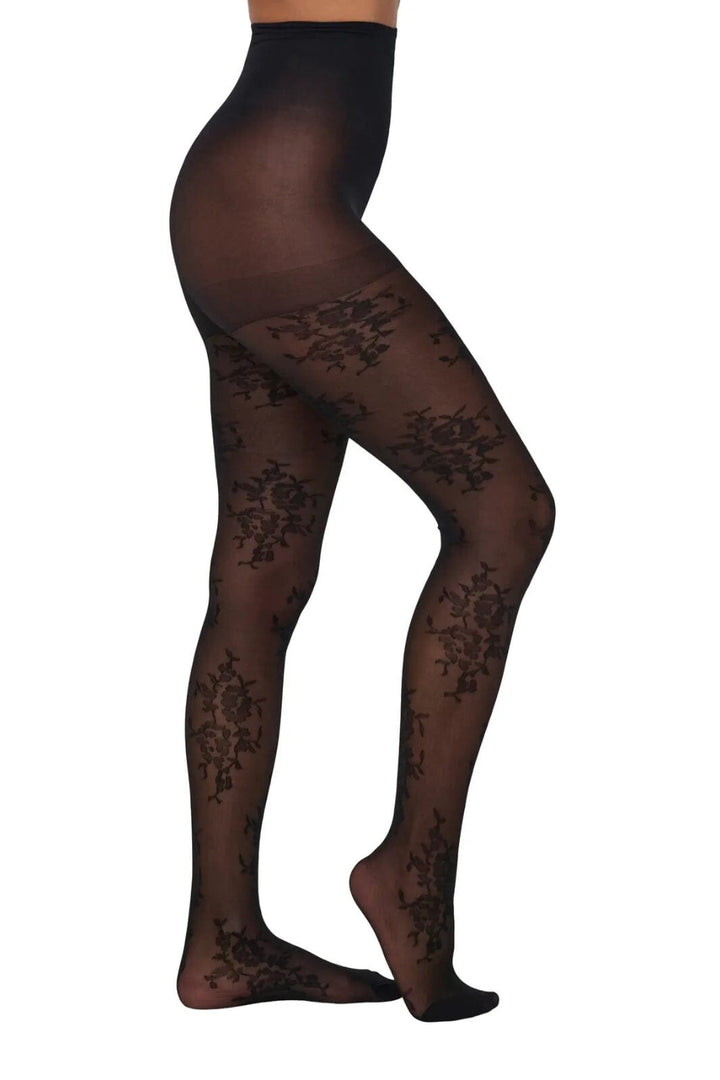Only - Onlaviaya Floral Tights Acc - 4883320 Black Leggings 