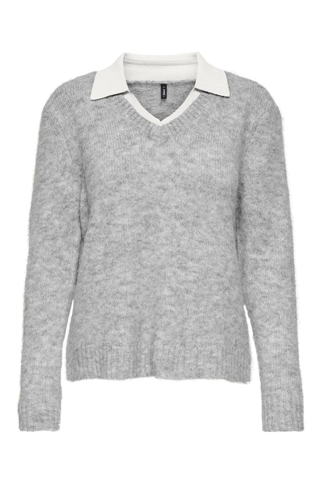 Only - Onlazu Ls Polo Neck Knt - 4959031 Light Grey Melange Cloud Dancer