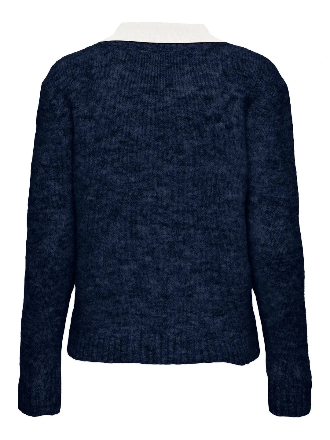 Only - Onlazu Ls Polo Neck Knt - 4959032 Navy Blazer Melange/Cloud Dancer Strikbluser 