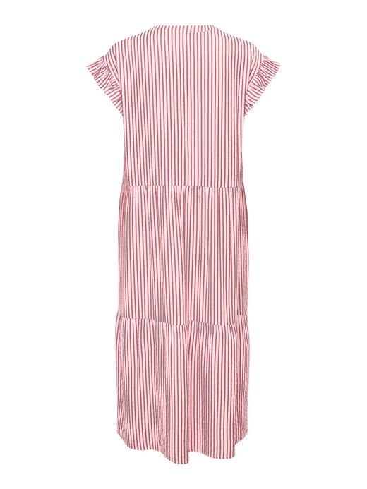 Only - Onlbari Sl Fril Vneck Midi Dress - 5029953 Romance Rose W. Spice Apple Kjoler 