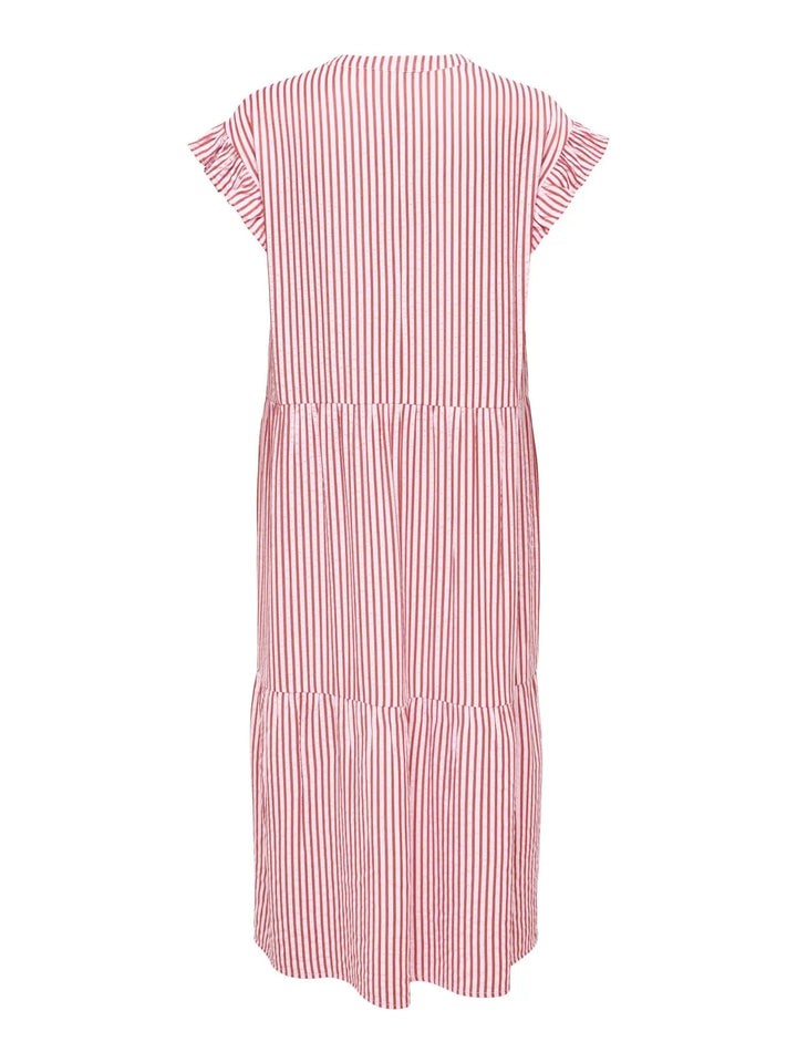 Only - Onlbari Sl Fril Vneck Midi Dress - 5029953 Romance Rose W. Spice Apple Kjoler 