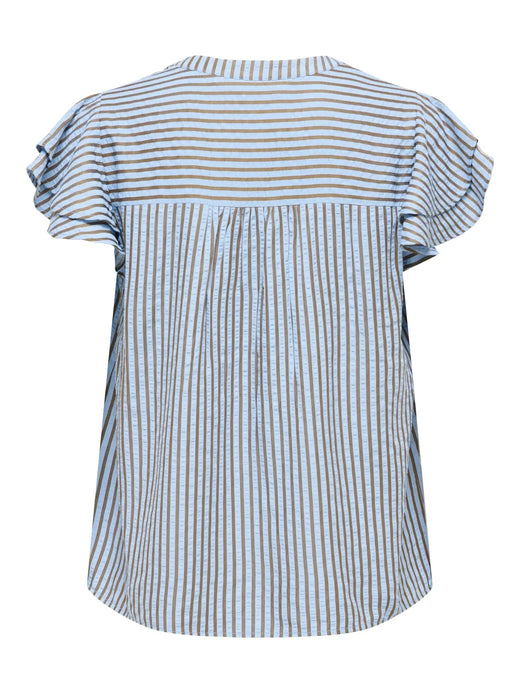 Only - Onlbari Sl Frill V-Neck Top - 5025188 Soft Chambray W. Morel Toppe 