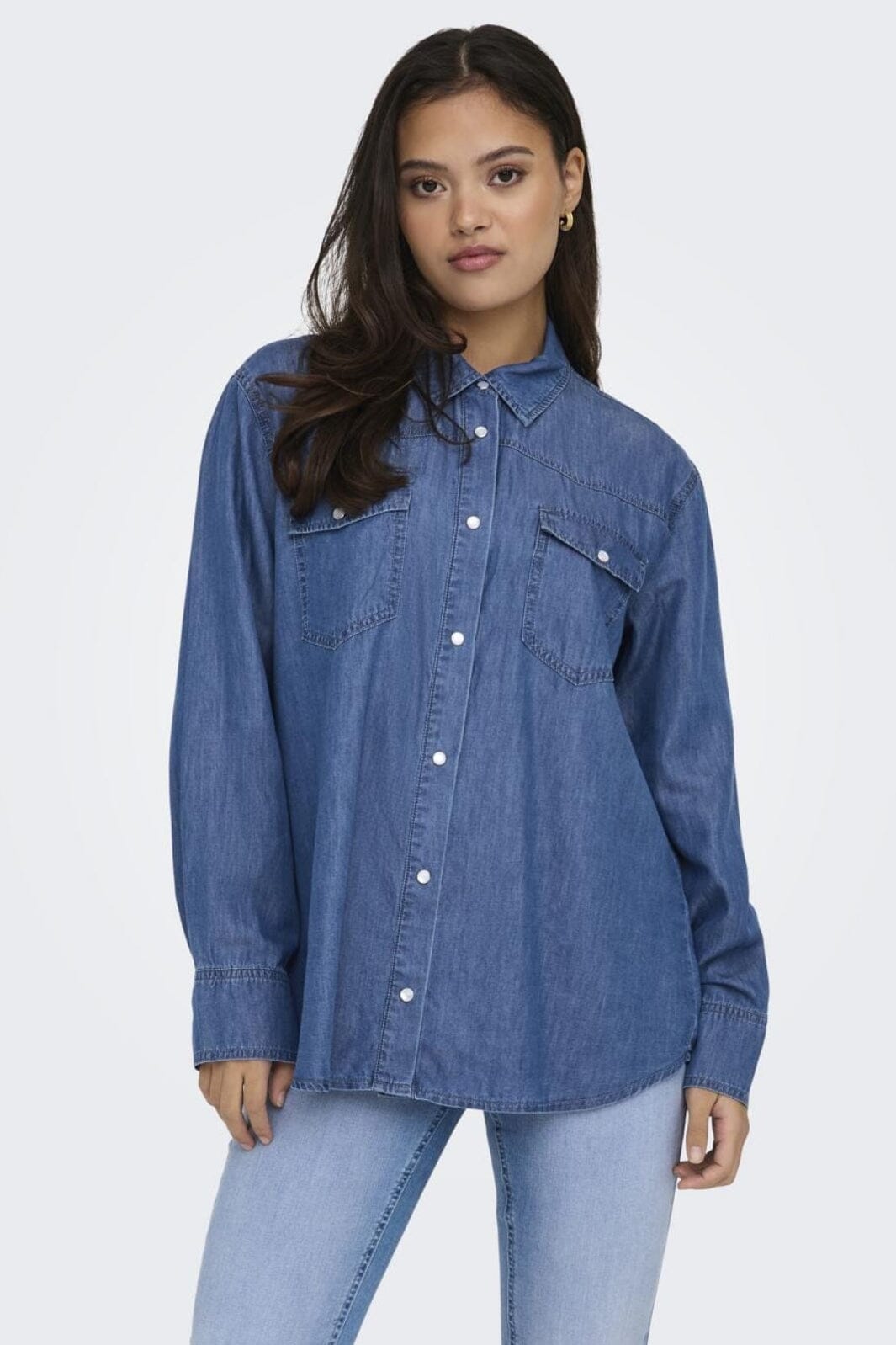 Only - Onlbea Ls Loose Shirt Gua - 4479268 Medium Blue Denim Skjorter 