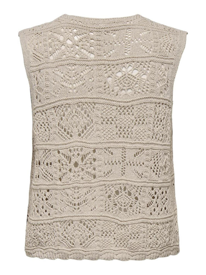 Only - Onlbeach Life Sl Tie Vest Knt - 4746891 Pumice Stone