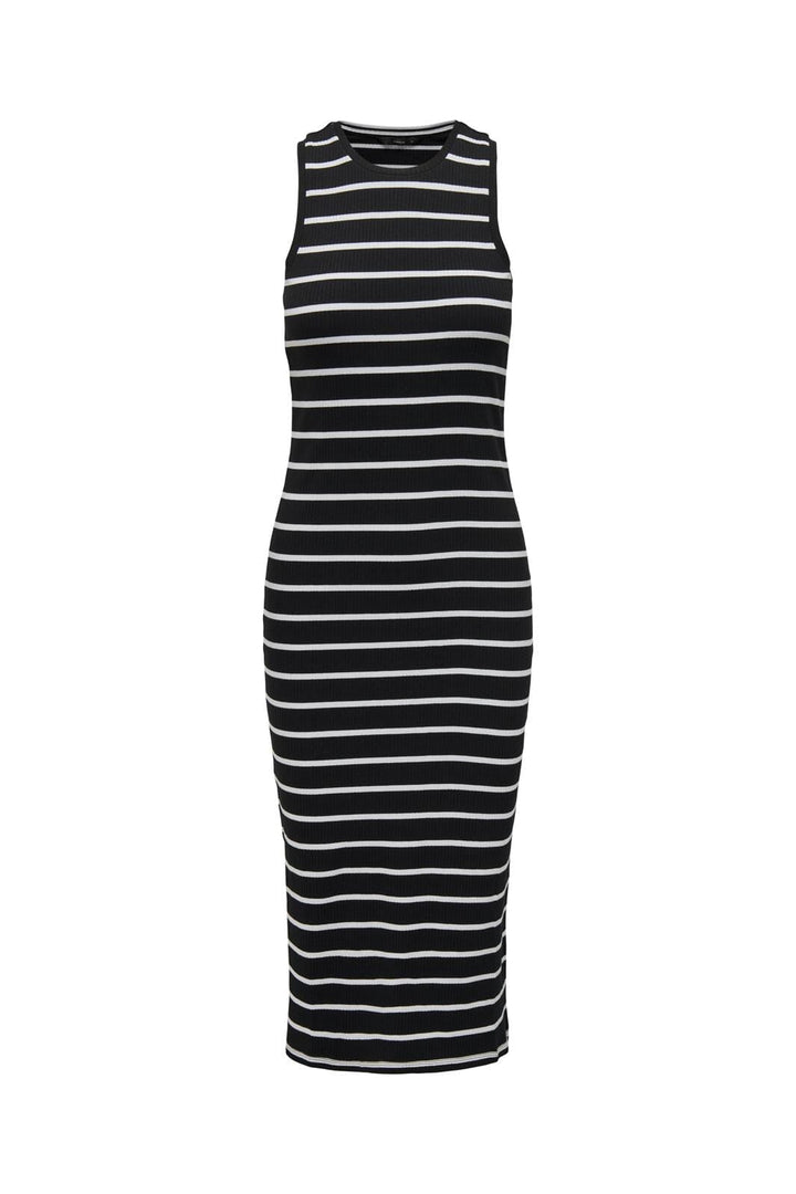 Only - Onlbelfast Stripe S/L Mididress - 4502131 Black Thin White Stripes